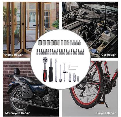 Imagem de Caixa De Ferramentas Completa Socket Set 46 Peças Auto Bike Moto Kit