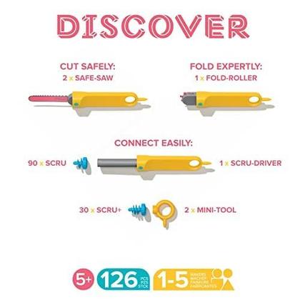 Imagem de Caixa de ferramentas de construção em cartão Makedo Discover 126 peças