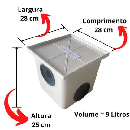 Imagem de Caixa De Gordura Oculta Embutida Com Cesto de Limpeza 9 Litros
