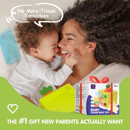 Imagem de Caixa de lenços de silicone para brinquedos de 6 a 12 meses com cachecóis