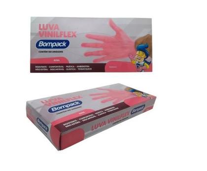 Imagem de  Caixa de Luvas Vinilflex Com 100 Unidades Bompack Rosa