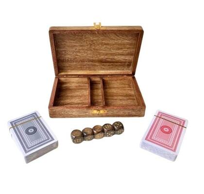 Imagem de Caixa De Madeira Jogo De Cartas E Dados Decorativo