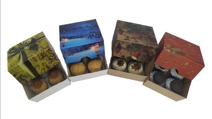 Imagem de Caixa De Natal 9 Brigadeiros - Modelo 1 - Kit 25 Unidades