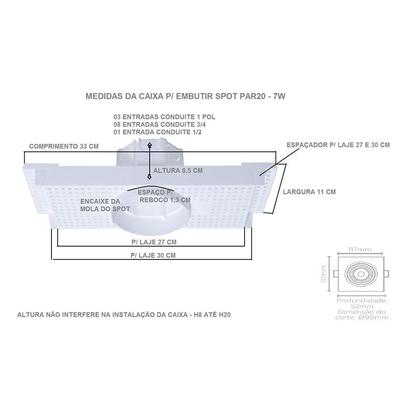 Imagem de Caixa De Passagem Plasled 2X1 Spot Par 20-7W 1X33X10cm -1027