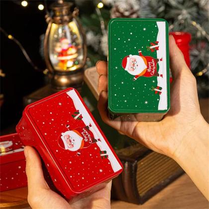 Imagem de Caixa De Presente Retangular De Natal Em Lata De Papelão Vazia Para Armazenamento De Biscoitos,