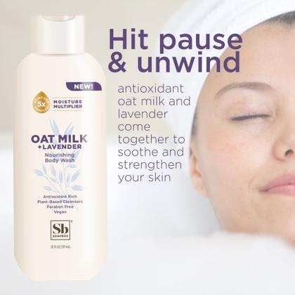 Imagem de Caixa de sabonete para lavagem corporal, leite de aveia e lavanda vegana, 600 ml, pacote com 3 unidades