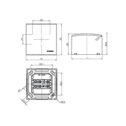 Imagem de Caixa de Sobrepor 75x75 com Tomada para Telefone MarGirius Sleek RJ11 4 Fios Branca