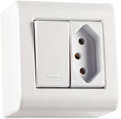 Imagem de Caixa de Sobrepor com 1 Interruptor Simples 10 A 250 V e 1 Tomada 2P+T 10 A 250 V Tramontina LizFlex