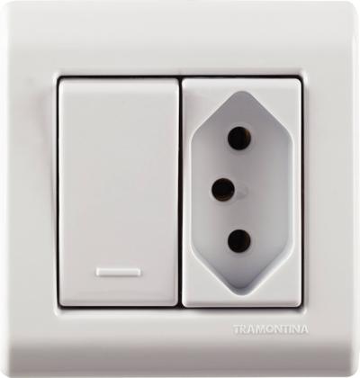 Imagem de Caixa de Sobrepor com 1 Interruptor Simples 10 A 250 V e 1 Tomada 2P+T 10 A 250 V Tramontina LizFlex