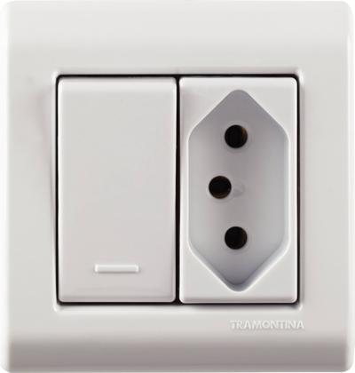 Imagem de Caixa de Sobrepor com 1 Interruptor Simples 10 A 250 V e 1 Tomada 2P+T 20 A 250 V Tramontina LizFlex
