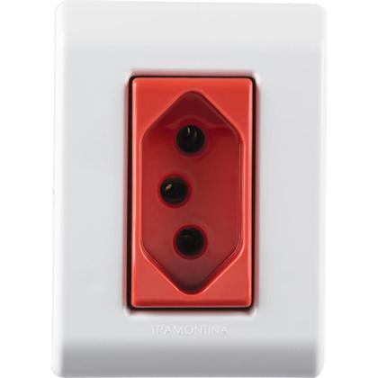 Imagem de Caixa de Sobrepor com 1 Tomada 2P+T 20 A 250 V Tramontina LizFlex com Vermelha e Branca