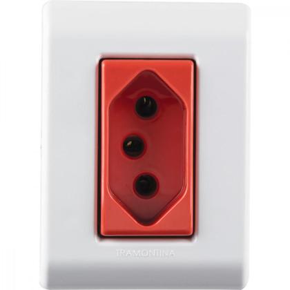 Imagem de Caixa de Sobrepor com 1 Tomada 2P+T 20 A 250 V Tramontina LizFlex com Vermelha e Branca