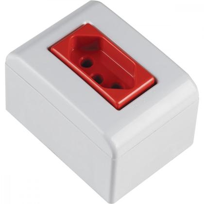 Imagem de Caixa de Sobrepor com 1 Tomada 2P+T 20 A 250 V Tramontina LizFlex com Vermelha e Branca