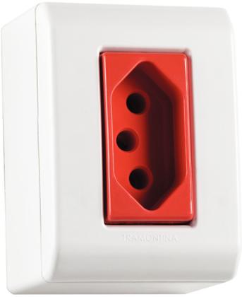 Imagem de Caixa de Sobrepor com 1 Tomada 2P+T 20 A 250 V Tramontina LizFlex com Vermelha e Branca