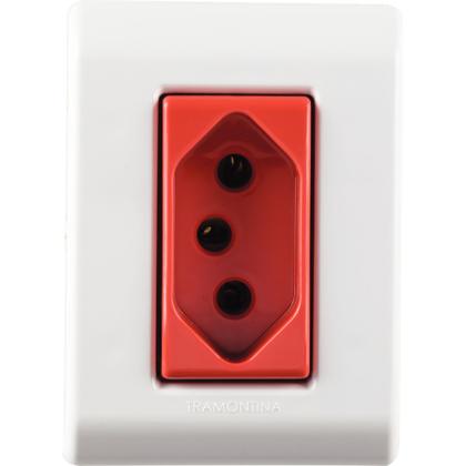 Imagem de Caixa de Sobrepor com 1 Tomada 2P+T 20 A 250 V Tramontina LizFlex com Vermelha e Branca
