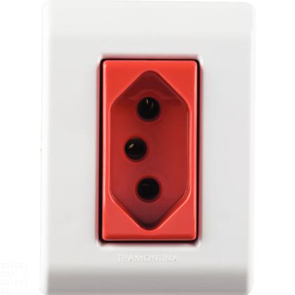 Imagem de Caixa de Sobrepor com 1 Tomada 2P+T 20 A 250 V Tramontina LizFlex com Vermelha e Branca
