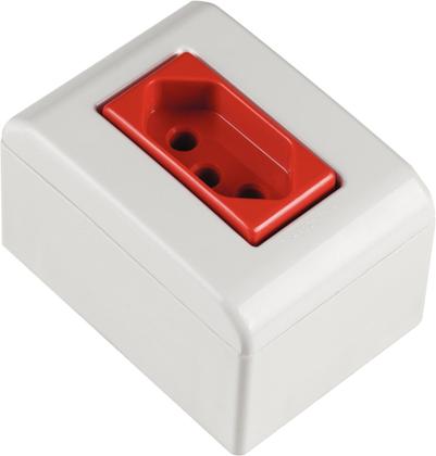 Imagem de Caixa de Sobrepor com 1 Tomada 2P+T 20 A 250 V Tramontina LizFlex com Vermelha e Branca