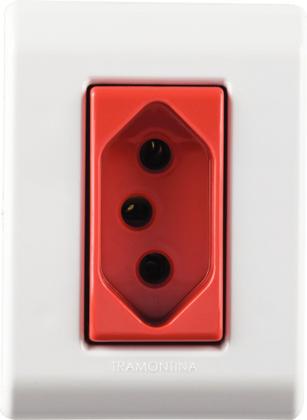 Imagem de Caixa de Sobrepor com 1 Tomada 2P+T 20 A 250 V Tramontina LizFlex com Vermelha e Branca
