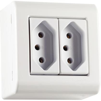 Imagem de Caixa de Sobrepor com 2 Tomadas 2P+T 10 A 250 V Tramontina LizFlex Branca