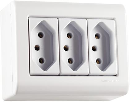 Imagem de Caixa de Sobrepor com 3 Tomadas 2P+T 20 A 250 V Tramontina LizFlex Branca