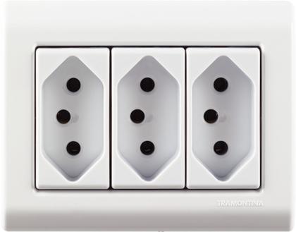 Imagem de Caixa de Sobrepor com 3 Tomadas 2P+T 20 A 250 V Tramontina LizFlex Branca