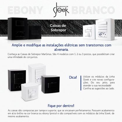 Imagem de Caixa de Sobrepor Preta Interruptor Simples + Tomada 10A Margirius EBONY SLEEK