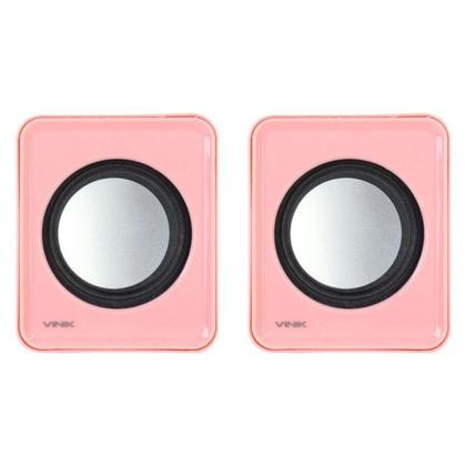 Imagem de Caixa de Som 2.0 USB Para Computador 5V 2x 1W Rosa Vinik VS-01R