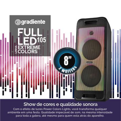 Imagem de Caixa De Som 500W Microfone Bivolt Led Gradiente Potente