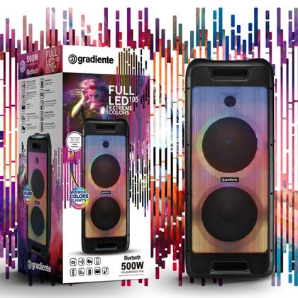 Imagem de Caixa De Som 500W Microfone Bivolt Led Gradiente Potente