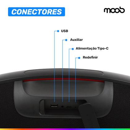 Imagem de Caixa de Som 80w Moob Live Portátil Conectividade Bluetooth 5.0 Resistente á Água IPX5 Iluminação Led Função TWS Assistente Google e Siri Bivolt