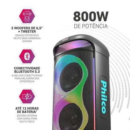 パピコs Caixa de Som Philco PCX6702 Portátil Bluetooth | Casas Bahia