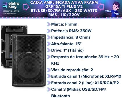 Imagem de Caixa De Som Acustica Ativa Frahm Bluetooth Grf 15 Polegadas