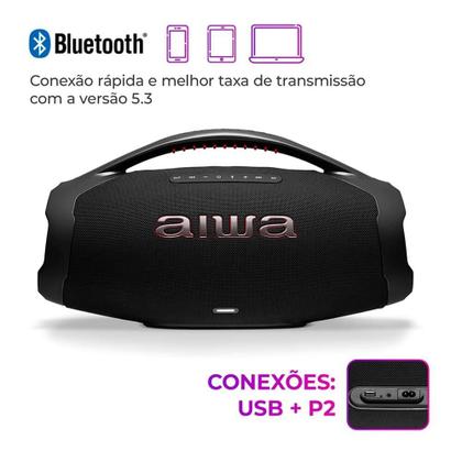 Imagem de Caixa de Som Aiwa Boombox Plus BBS-01-B, Bluetooth, 200W RMS, IP66, 30 Horas de Bateria, Preto - 4899-01