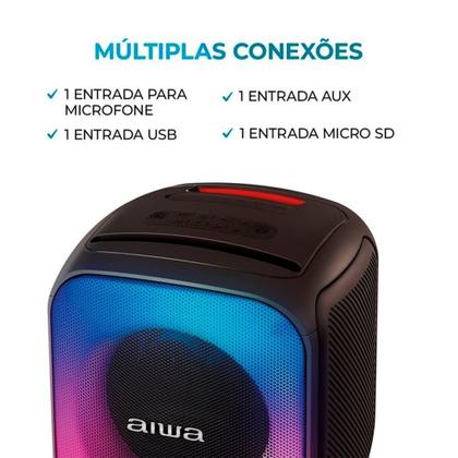 Imagem de Caixa De Som AIWA Party Box Bivolt, RGB, Bluetooth 5.3, Preto - AWS-PB-07