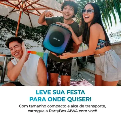 Imagem de Caixa De Som AIWA Party Box Bivolt, RGB, Bluetooth 5.3, Preto - AWS-PB-07