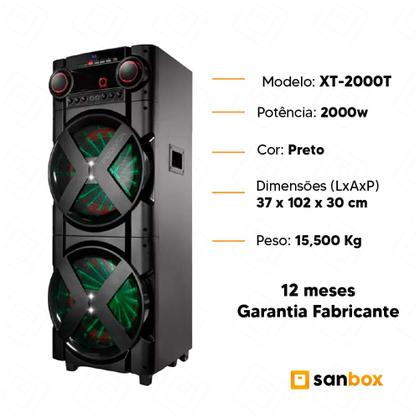 Imagem de Caixa de Som Ampl. Polyvox XT-2000T Bluetooth TWS Fm LED 2000w- 2 Mic