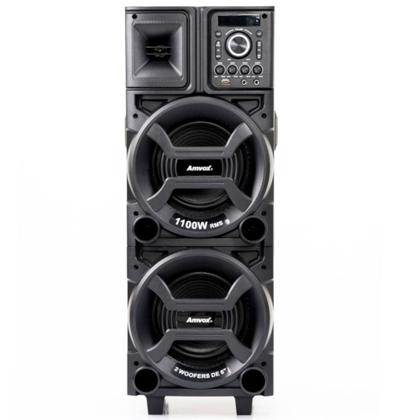 Imagem de Caixa de som amplificada 1100W RMS com 2 Woofers 8" Luz Led e Bluetooth - Black ACA 1101 (110V/220V)