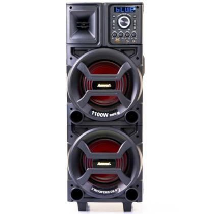Imagem de Caixa de som amplificada 1100W RMS com 2 Woofers 8" Luz Led e Bluetooth - Black ACA 1101 (110V/220V)
