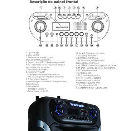 Imagem de Caixa De Som Amplificada 1200w Sumay Power X Com 2 Microfones Karaoke Cor Preta 110/220v