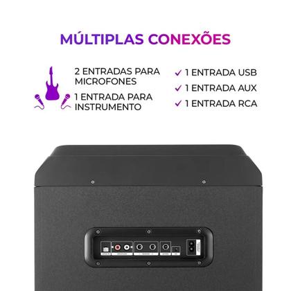 Imagem de Caixa de Som Amplificada AIWA AWS-T1W01 1500W RMS Bluetooth com Led DJ Effect - Bivolt