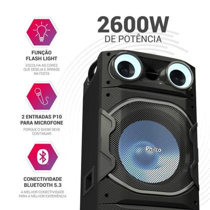 Imagem de Caixa De Som Amplificada Philco Pcx26000 Bluetooth 2600w Preta