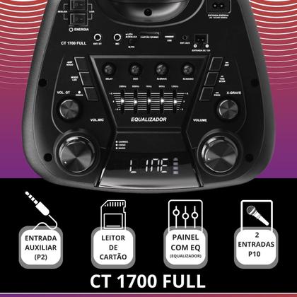 Imagem de Caixa de Som Amplificada TRC CT1700 FULL 1700W com Controle e Microfone