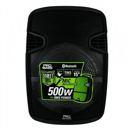 Imagem de Caixa De Som Ativa Com Bateria Pro Bass Street 15 500w Rms