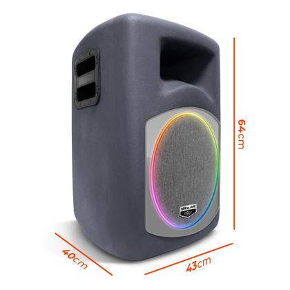 Imagem de Caixa De Som Ativa Shutt Retrô Lounge RGB 480w Woofer Xplode 12 Pol Driver Titânio Bivolt Bluetooth