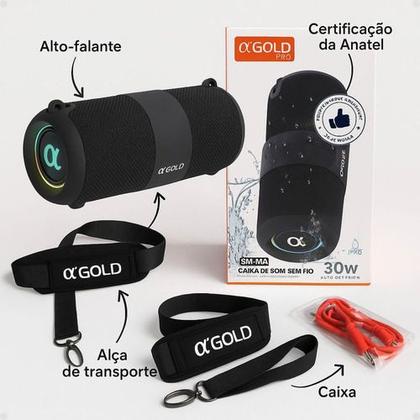 Imagem de Caixa De Som Bluetooth Agold Sm14a 30w Com Alça Ipx6 Preto Portátil para festas e eventos com amigos