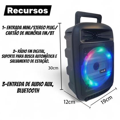Imagem de Caixa De Som Bluetooth C/ Microfone Led Som Radio Portátil