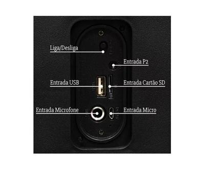 Imagem de Caixa de Som Bluetooth Com Função Rádio (Entrada Microfone, usb, Auxiliar, Cartão de Memória Micro sd) Portátil Recarreg