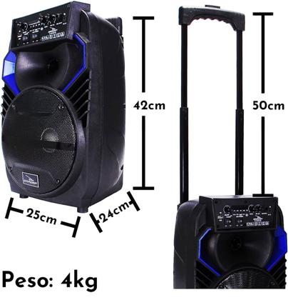 Imagem de Caixa De Som Bluetooth Grasep DBH8115 40W Portátil Com Microfone, Rodinhas, Alça Retrátil E Controle Remoto