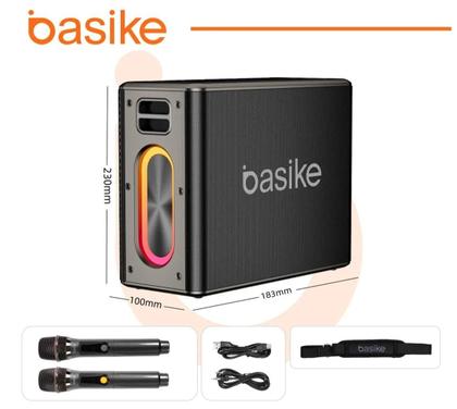 Imagem de Caixa De Som Bluetooth Karaokê Rgb 120W Com 2 Microfones Sem Fio Basike