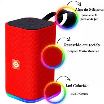 Imagem de Caixa De Som Bluetooth Rgb Com Rádio Fm Caixinha Potente Com Som Alto Entrada Usb